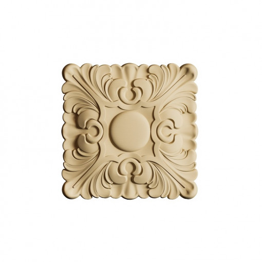 Ornament din lemn termoplastic - floare in forma patrata, 6 x 6 x 1 cm