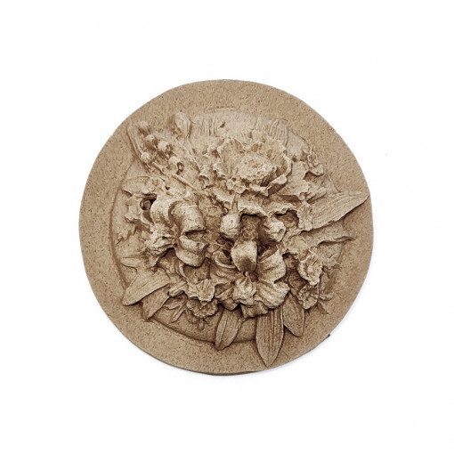 Ornament din lemn termoplastic - rozeta florala, 7 cm