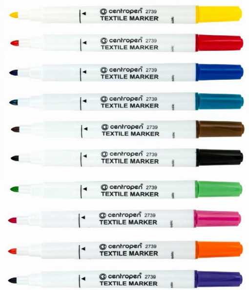 Set 10 markere pentru textile Centropen, varf 1.8 mm