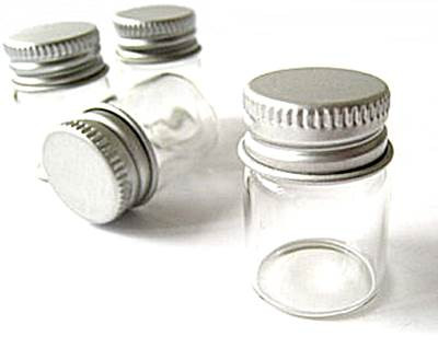 Set 12 sticlute fine cu capac metalic 2.2 x 4 cm