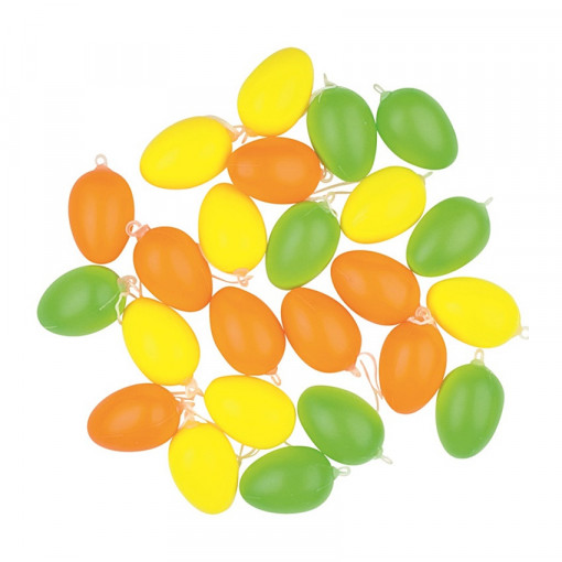 Set 24 oua plastice colorate, cu snur - simple, 6 cm