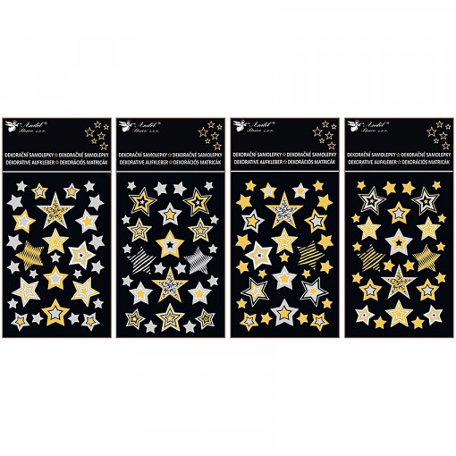 Set 4 coli cu stele auatoadezive, lucioase, 8 x 12 cm