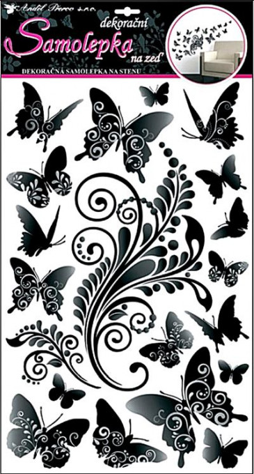 Sticker perete cu scop decorativ - fluturi negre si gri