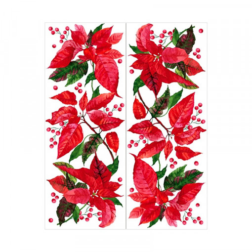 Sticker vertical pentru geam cu motive de iarna - craciunite, 30 x 42 cm