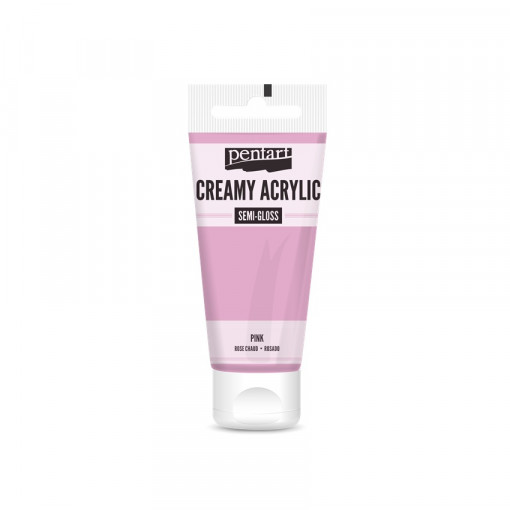 Vopsea acrilica cremoasa semilucioasa 200 ml - Roz