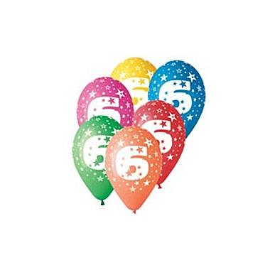 Baloane colorate Gemar - 30 cm, cifra 6, set 25 buc.