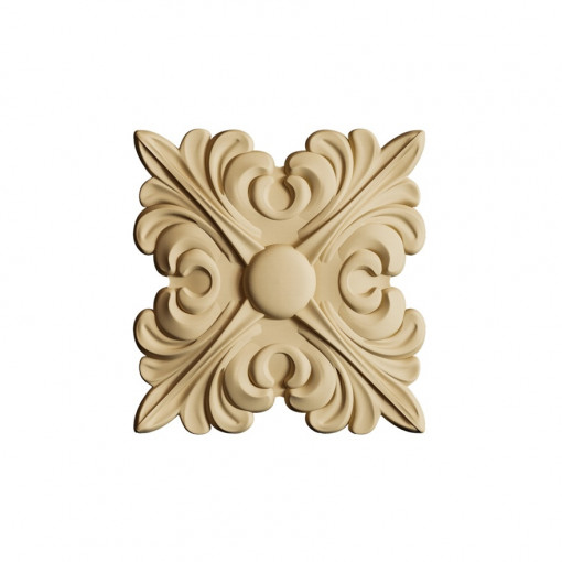 Ornament din lemn termoplastic - floare patrata, 6 x 6 x 1.2 cm