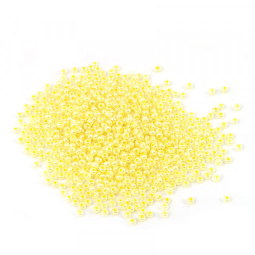 Pachet margele creative din sticla rotunde 15 g - galben deschis, 2 mm