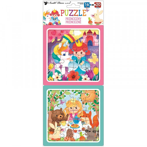 Puzzle cu 2 poze 16 si 20 piese - printese, 15 x 15 cm
