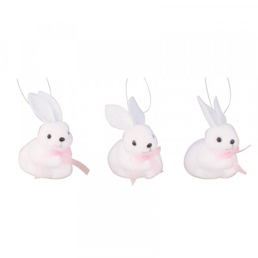 Set 3 iepurasi imitatie plus - culoarea alba, 7 cm