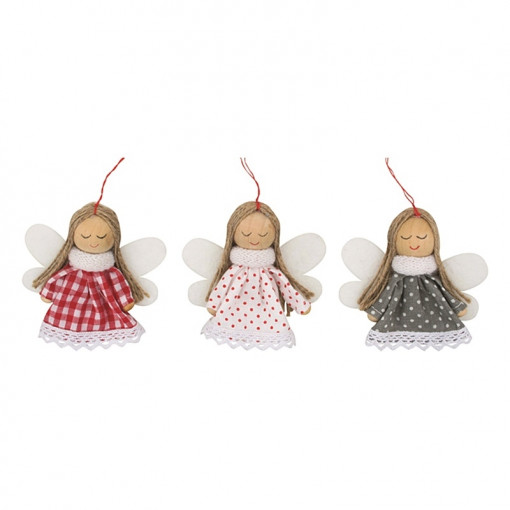 Set 3 ingerasi in rochie polka, fara caciula, cu snur, 9 cm