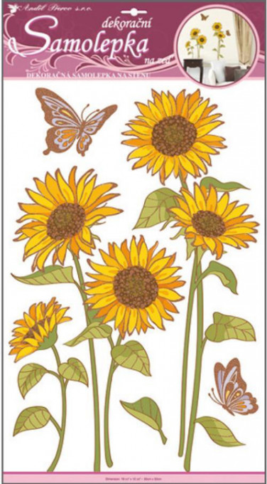 Sticker camera cu sclipici-floarea soarelui, fluture
