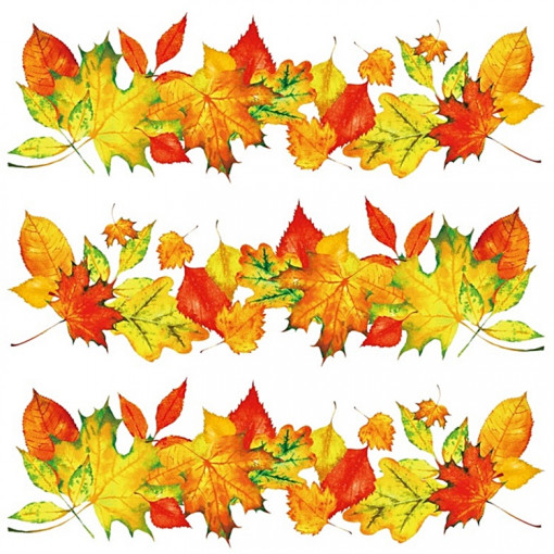 Sticker geam cu frunze colorate de toamna - linii orizontale, 30 x 33.5 cm