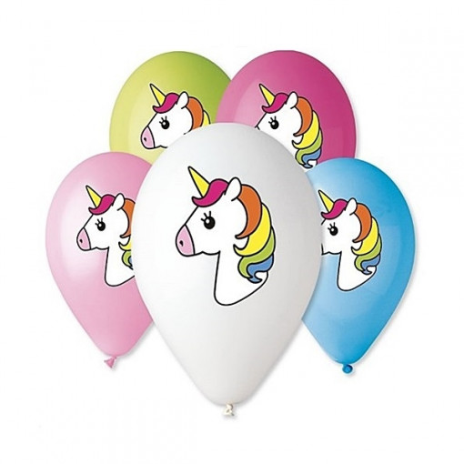 Baloane colorate Gemar - 30 cm, mixt, cap de unicorn, set 100 buc.