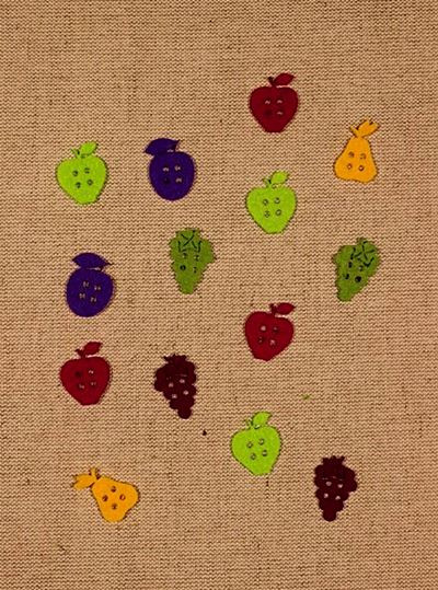 Figurine din fetru - nasturi in forma de fructe (2,5 cm, 14 buc/set)