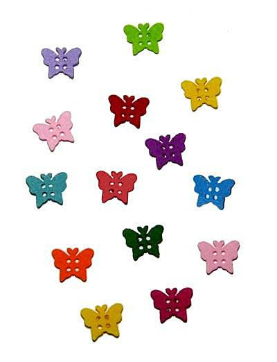 Set 14 figurine din fetru - nasturi colorati in forma de fluturi, 2.5 cm