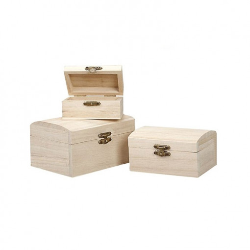 Set 3 cufare din lemn, 27.5 x 14.2 x 19 cm