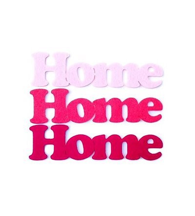 Set 3 figurine din fetru - Home, culori rosiatice, 14 x 3.7 cm