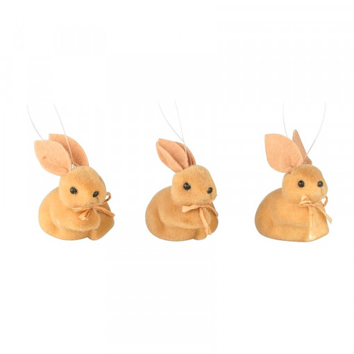 Set 3 iepurasi imitatie plus - culoarea maro, 7 cm