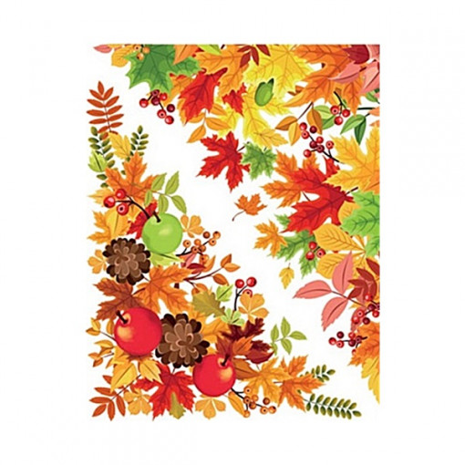 Sticker pentru colt geam cu motiv toamna - frunze si fructe, 42 x 30 cm