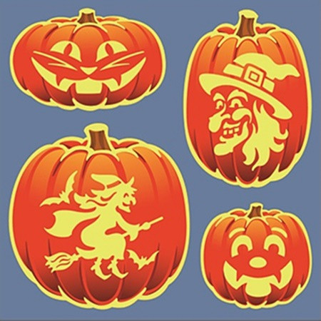 Stickere fosforescente Halloween - 4 desene in dovleac, 23 x 18 cm