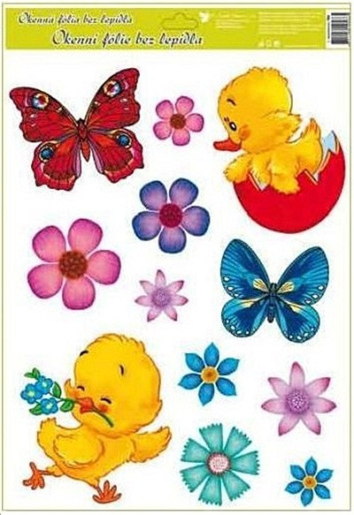 Autocolant static pentru geam Pasti 42x30cm - fluturi si puisori