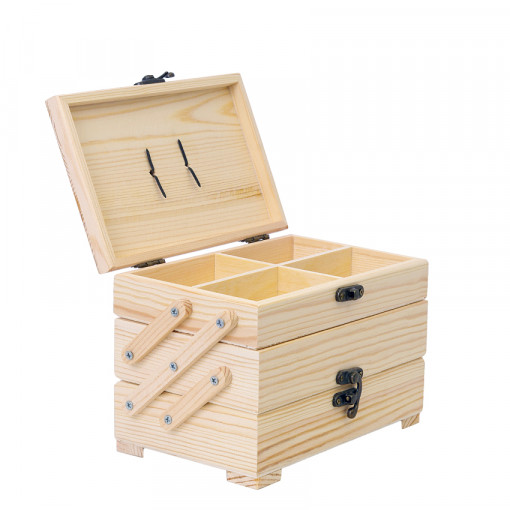 Cutie din lemn pentru croitorie cu 3 sertare, 19 x 12 x 13 cm