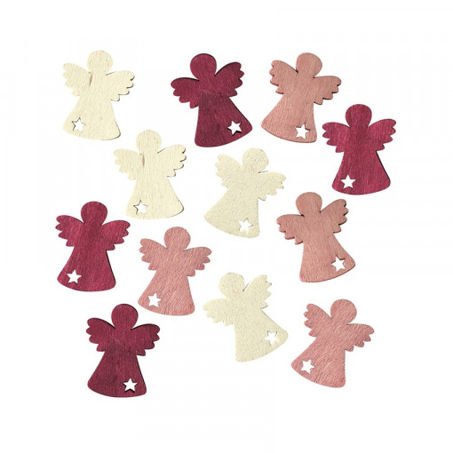 Set 12 ingerasi din lemn in 3 culori asortate, 4 cm