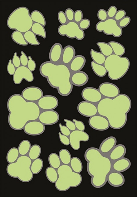 Set 12 stickere fosforescente pentru Halloween - urme de animale, 10.5 x 20 cm