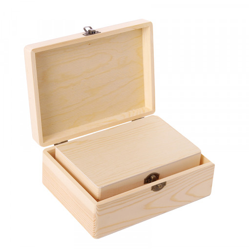 Set 2 cutii din lemn, 22 x 16 x 8.5 cm