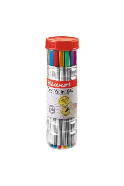 Set 20 culori fineliner Luxor Fine Writer 0.45mm