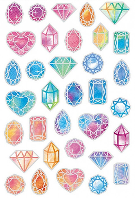 Set 34 abtibilduri cu diamante reliefate, 10 x 19 cm