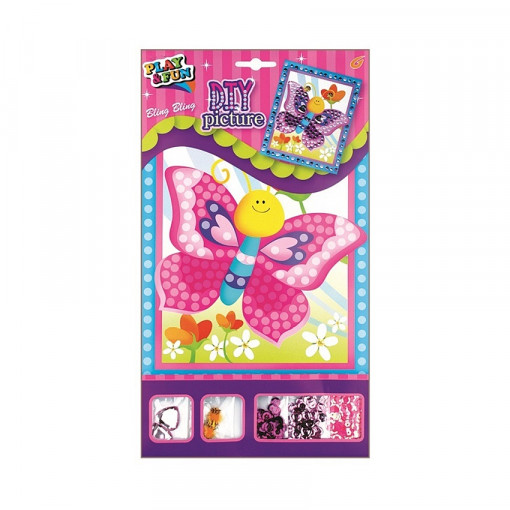 Set imagine mozaic cu margele autoadezive - fluturas, 20.5 x 17 cm