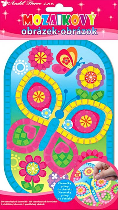 Set imagine mozaic cu patrate autoadezive - Fluture, 25 x 14 cm