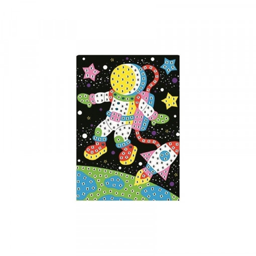 Set imagine mozaic spatiu cosmic cu margele autoadezive - astronaut, 23 x 16 cm