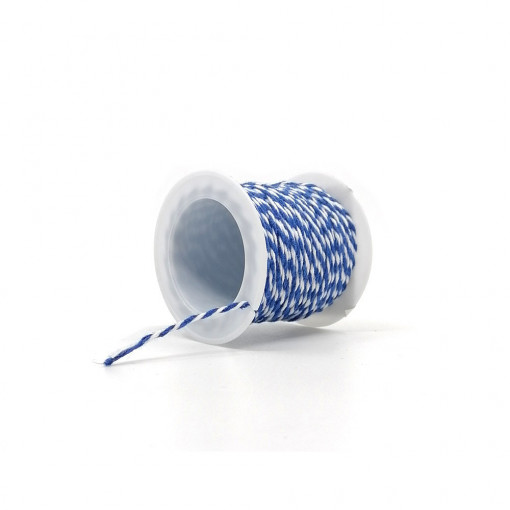 Sfoara bumbac 100% 1mm grosime 10m/rola - alb cu albastru inchis