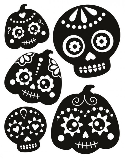 Sticker geam, motive de Halloween - cranii, 30 x42 cm