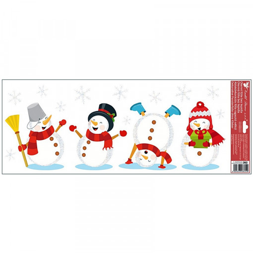 Sticker geam orizontal cu motive de iarna - omuleti de zapada, 60 x 22.5 cm