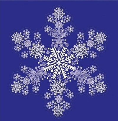 Sticker pentru geam cu motive de iarna - fulg, 30 x 30 cm