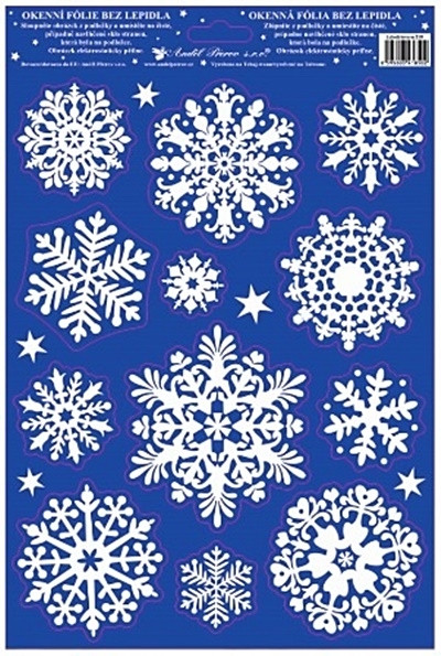 Sticker pentru geam de iarna - Mos Craciun cu reni, 20 x 30 cm