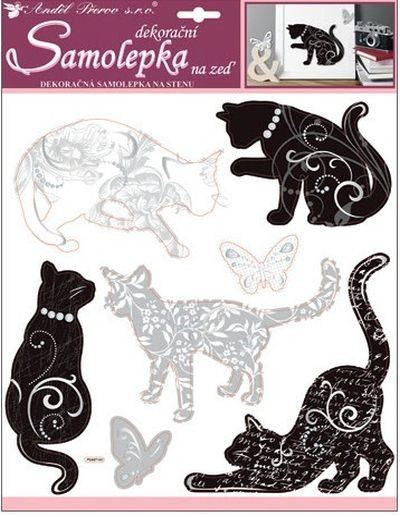 Sticker perete - pisici si fluturi, 38 x 31 cm