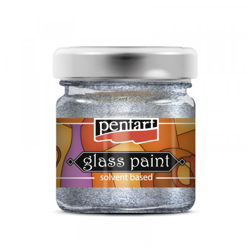 Vopsea de sticla cu sclipici Pentart 30 ml - Argint