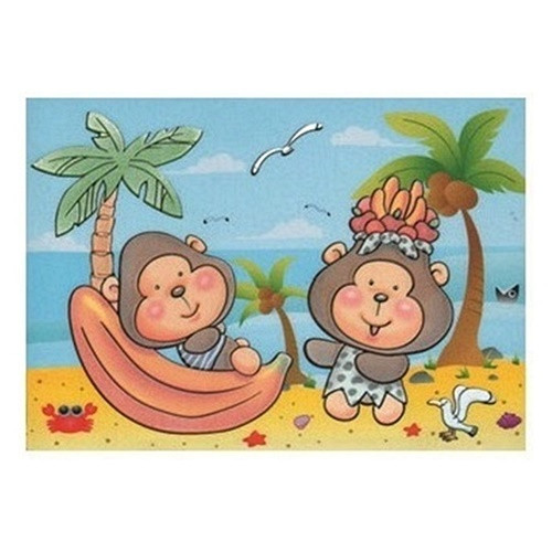 Desen magic la apa - maimute la plaja, 20 x 15 cm