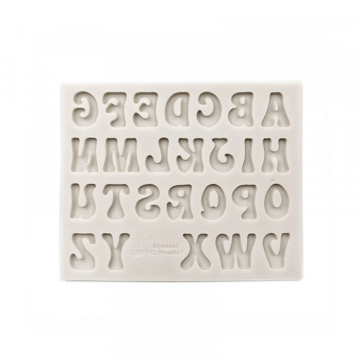 Forma de turnat / modelat din silicon DIY - abecedar cu majuscule, 12.5 x 10.5 x 0.7 cm