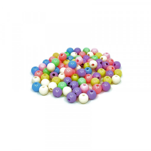 Margele din plastic colorate si gaurite, 20 g, 80 buc/set