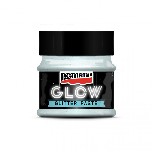 Pasta glitter fosforescent Glow Pentart 50 ml - Argintiu - albastru