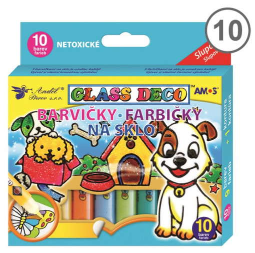 Set 10 vopsele de sticla, 10.5 ml + 5 sabloane