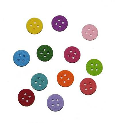 Set 12 figurine din fetru - nasturi rotunzi colorati, 3 cm