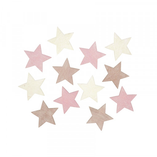Set 12 stelute din lemn colorat, 4 cm
