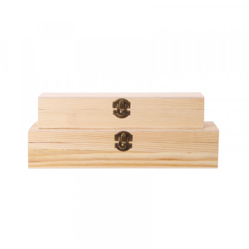 Set 2 cutii inguste din lemn, 29.5 x 10 x 6 cm